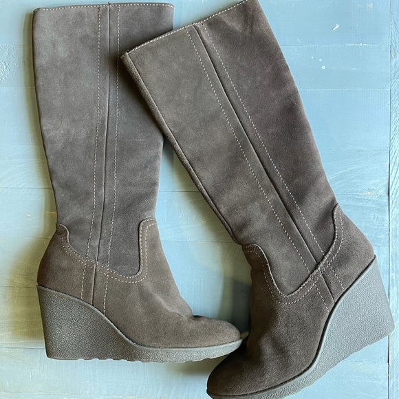 EUROSOFT by SOFFT Brown Suede Wedge Knee Boots - Picture 10 of 10